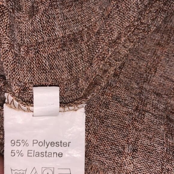 Brown Ribbed 2-Piece Set: Long Cardigan & Top - Size S - Picture 4 of 10